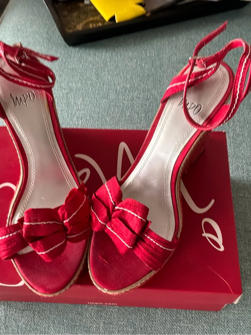 Impo Red Bow Wedge Sandals size 10 M